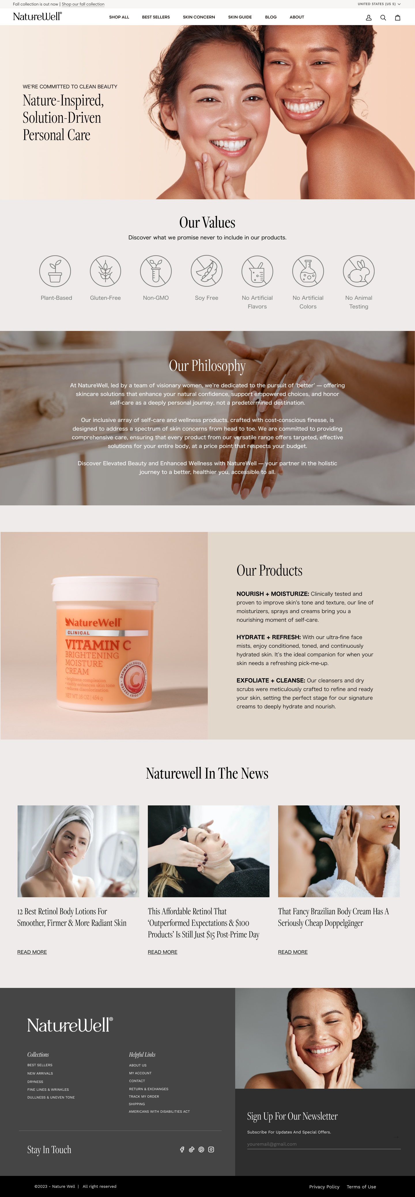 NatureWell about us page design