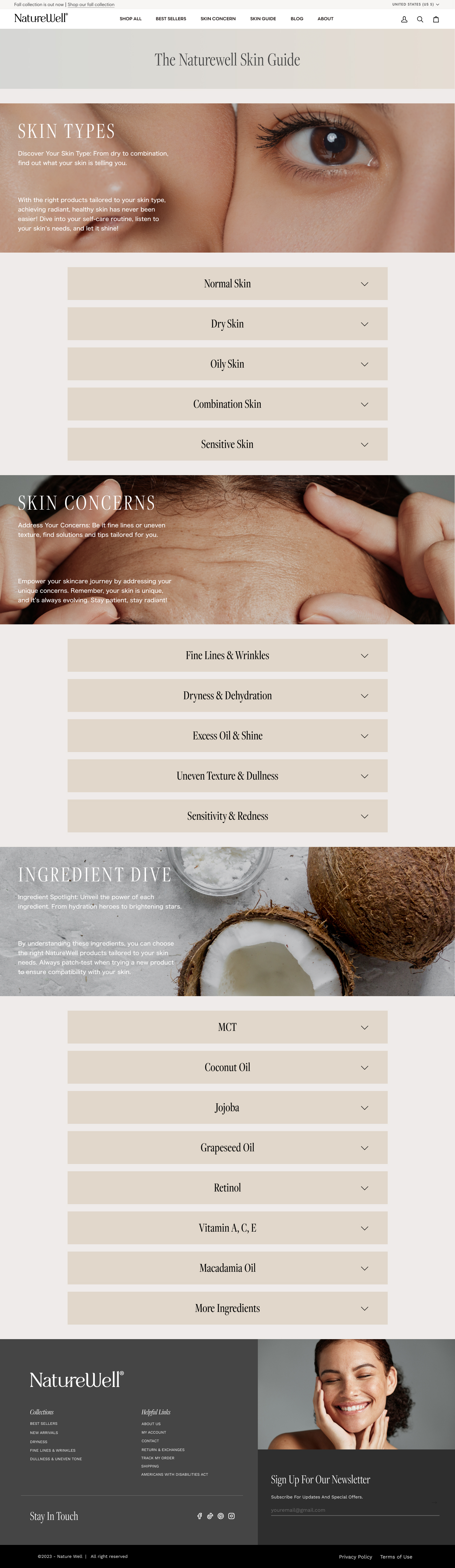 NatureWell skin guide page design