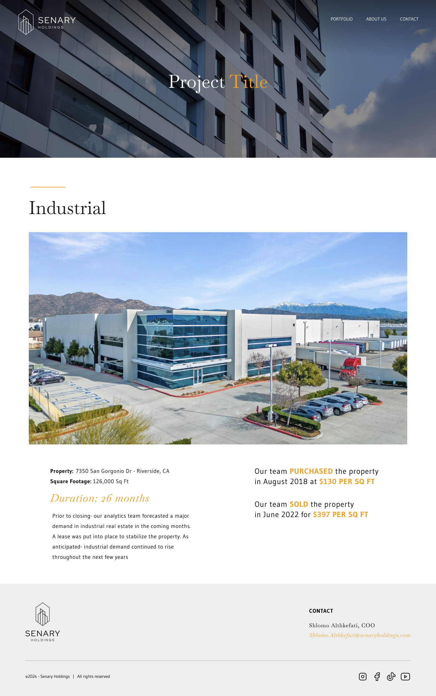 Sentry Realty portfolio project detail page design